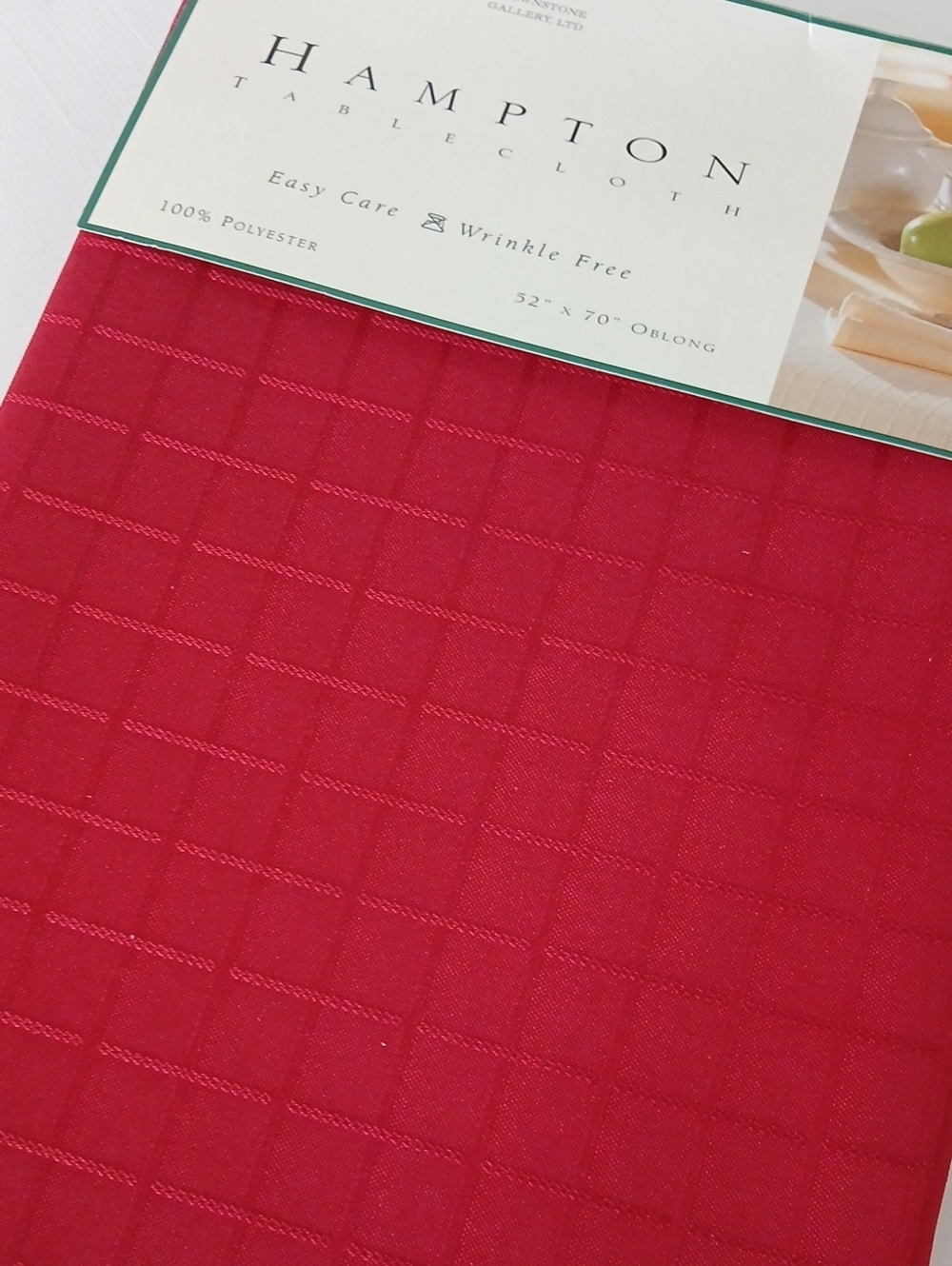 Red Tablecloth 100% Polyester 52x70" Oblong Windowpane Hampton